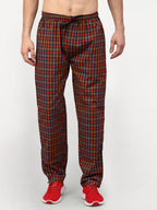 Jainish Men's Orange Cotton Checked Track Pants ( JOG 019Orange-Red ) | Grocsy
