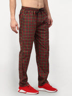 Jainish Men's Orange Cotton Checked Track Pants ( JOG 019Orange-Red ) | Grocsy