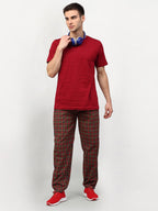 Jainish Men's Orange Cotton Checked Track Pants ( JOG 019Orange-Red ) | Grocsy