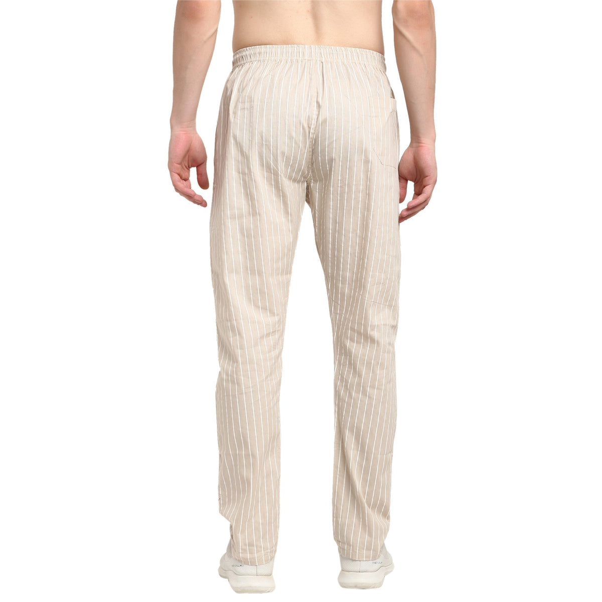 Jainish Men's Beige Cotton Striped Track Pants ( JOG 020Cream ) | Grocsy