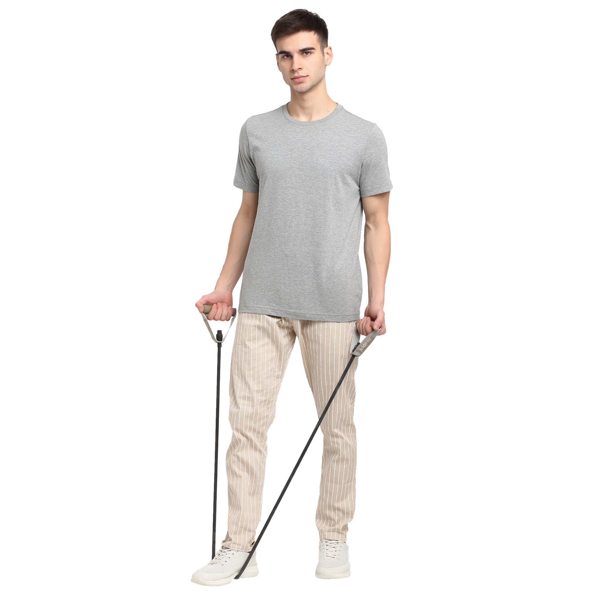 Jainish Men's Beige Cotton Striped Track Pants ( JOG 020Cream ) | Grocsy