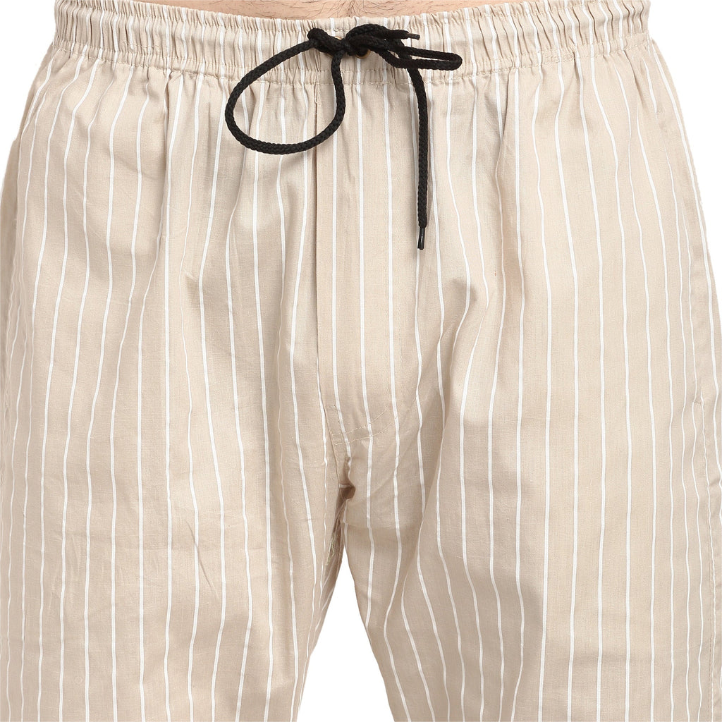 Jainish Men's Beige Cotton Striped Track Pants ( JOG 020Cream ) | Grocsy