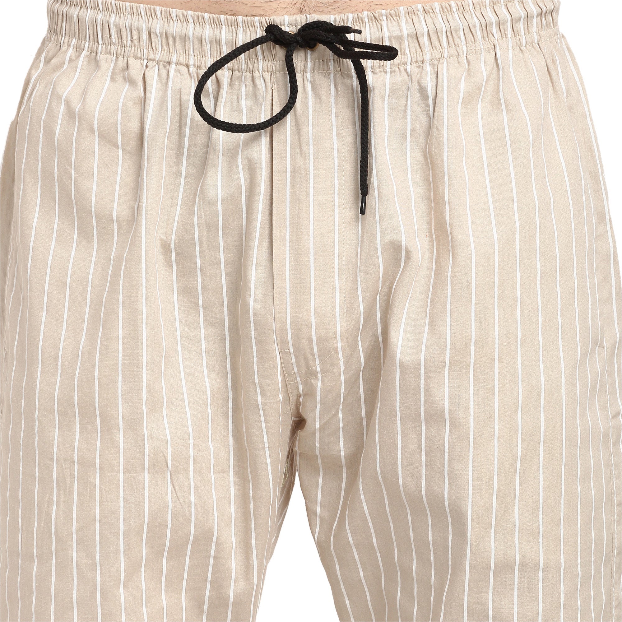 Jainish Men's Beige Cotton Striped Track Pants ( JOG 020Cream ) | Grocsy