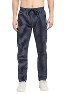 Jainish Men's Navy Blue Cotton Striped Track Pants ( JOG 020Navy ) | Grocsy