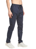 Jainish Men's Navy Blue Cotton Striped Track Pants ( JOG 020Navy ) | Grocsy