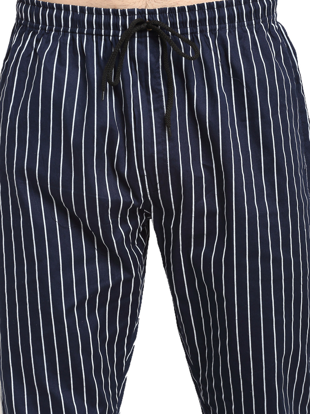 Jainish Men's Navy Blue Cotton Striped Track Pants ( JOG 020Navy ) | Grocsy
