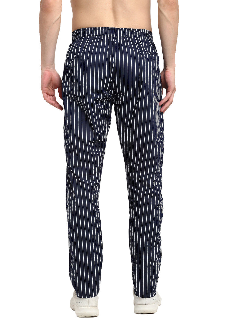 Jainish Men's Navy Blue Cotton Striped Track Pants ( JOG 020Navy ) | Grocsy