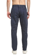 Jainish Men's Navy Blue Cotton Striped Track Pants ( JOG 020Navy ) | Grocsy