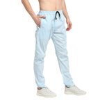 Jainish Men's Blue Cotton Striped Track Pants ( JOG 020Sky ) | Grocsy