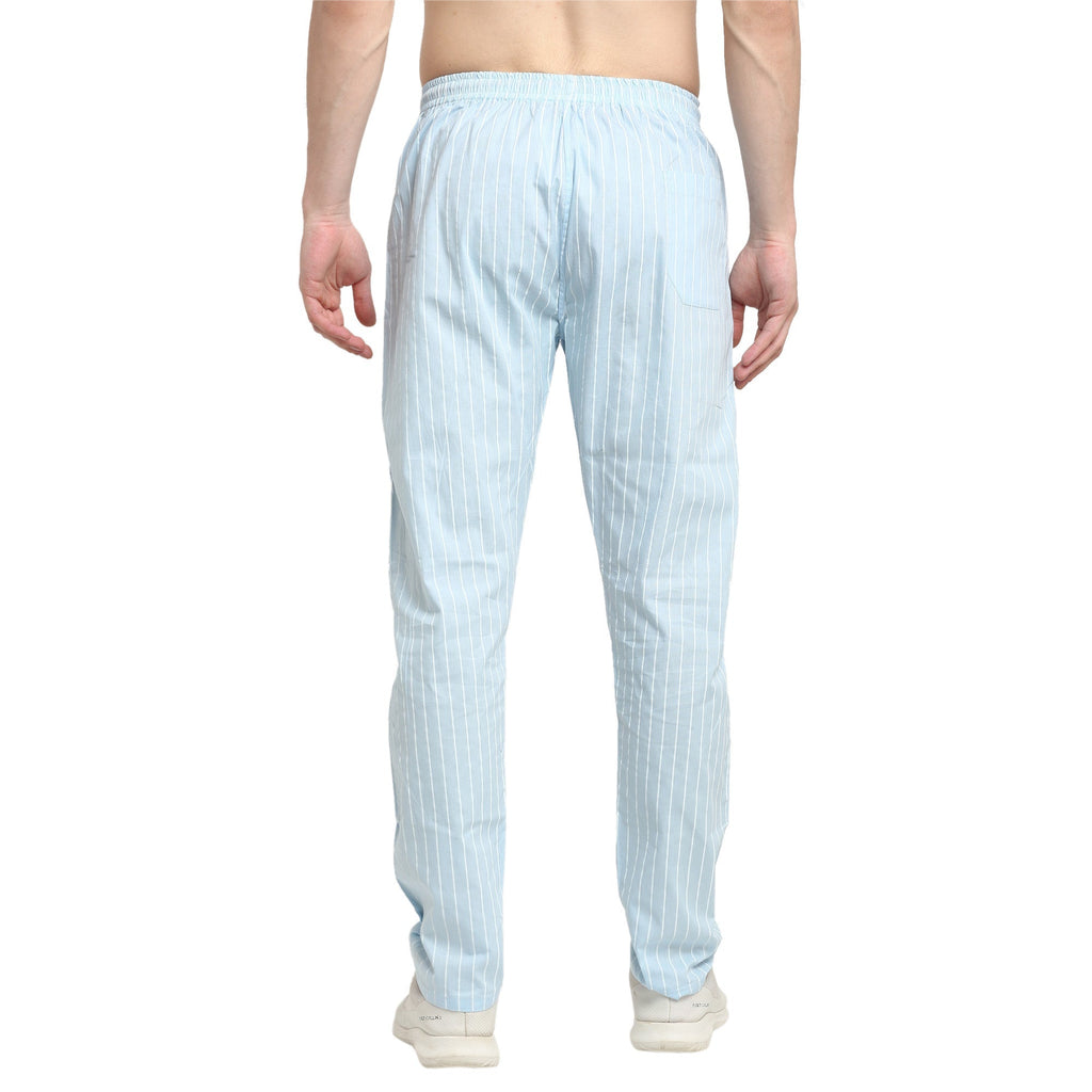 Jainish Men's Blue Cotton Striped Track Pants ( JOG 020Sky ) | Grocsy
