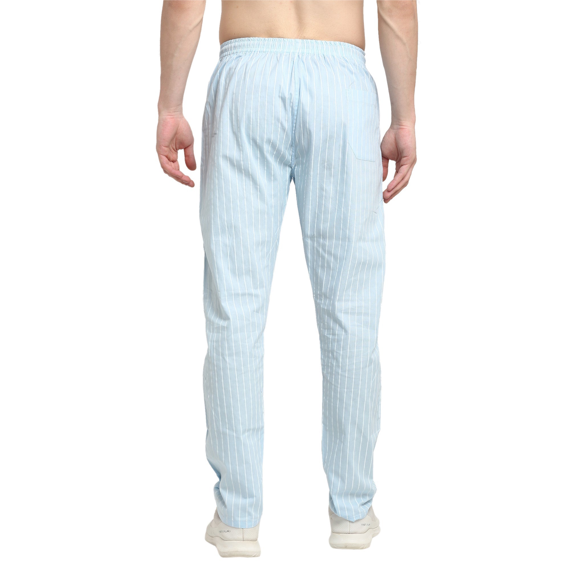 Jainish Men's Blue Cotton Striped Track Pants ( JOG 020Sky ) | Grocsy