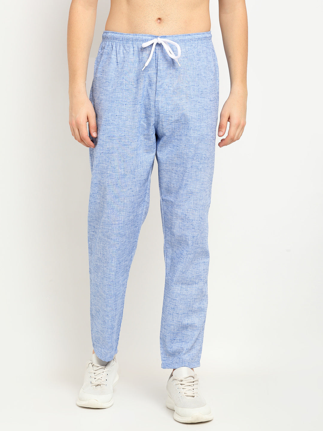 Jainish Men's Blue Linen Cotton Track Pants ( JOG 021Blue ) | Grocsy