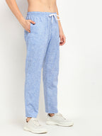 Jainish Men's Blue Linen Cotton Track Pants ( JOG 021Blue ) | Grocsy
