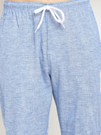 Jainish Men's Blue Linen Cotton Track Pants ( JOG 021Blue ) | Grocsy