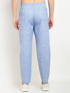 Jainish Men's Blue Linen Cotton Track Pants ( JOG 021Blue ) | Grocsy