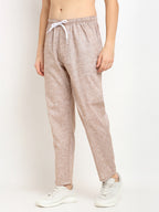 Jainish Men's Brown Linen Cotton Track Pants ( JOG 021Brown ) | Grocsy