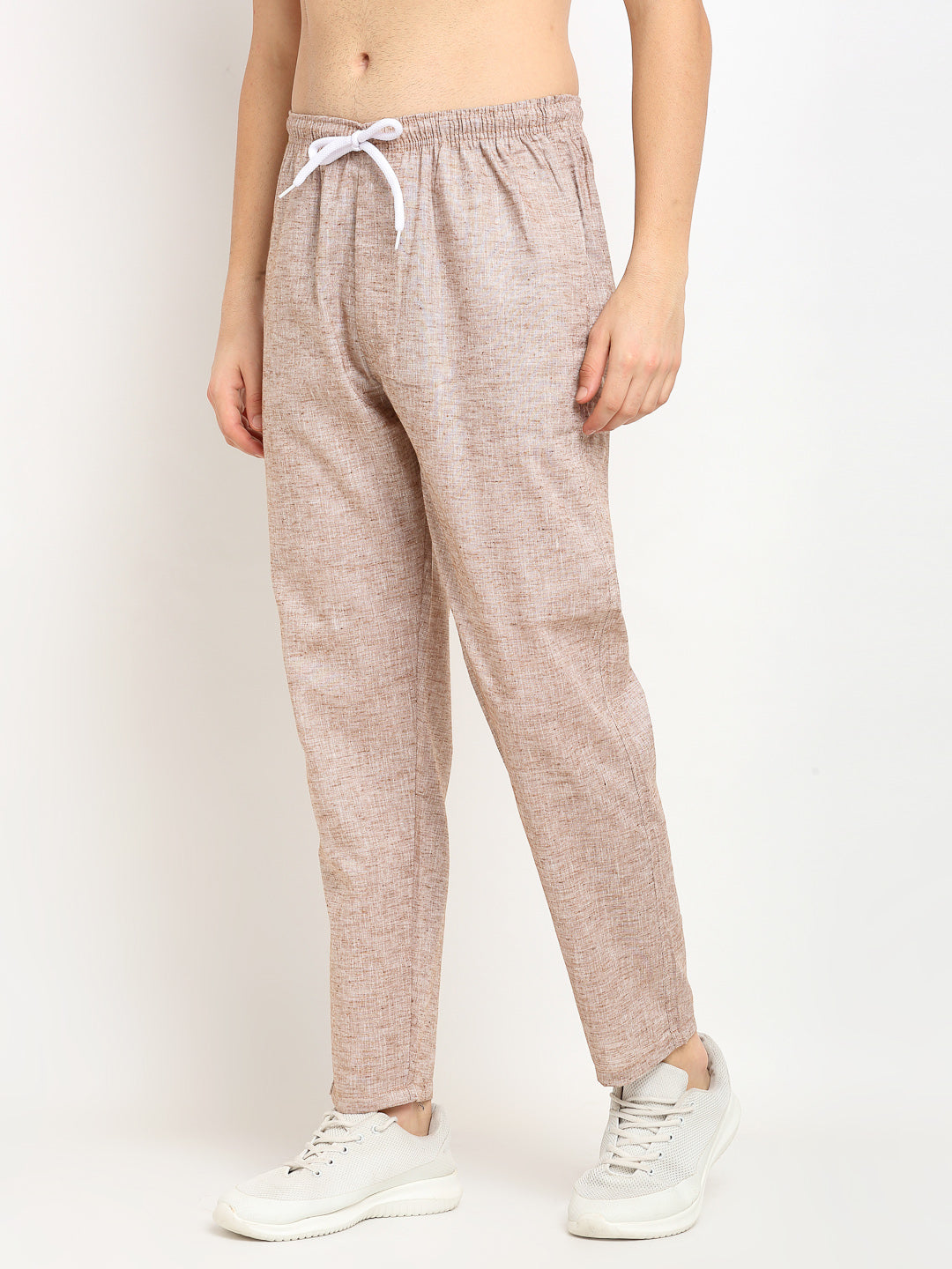 Jainish Men's Brown Linen Cotton Track Pants ( JOG 021Brown ) | Grocsy
