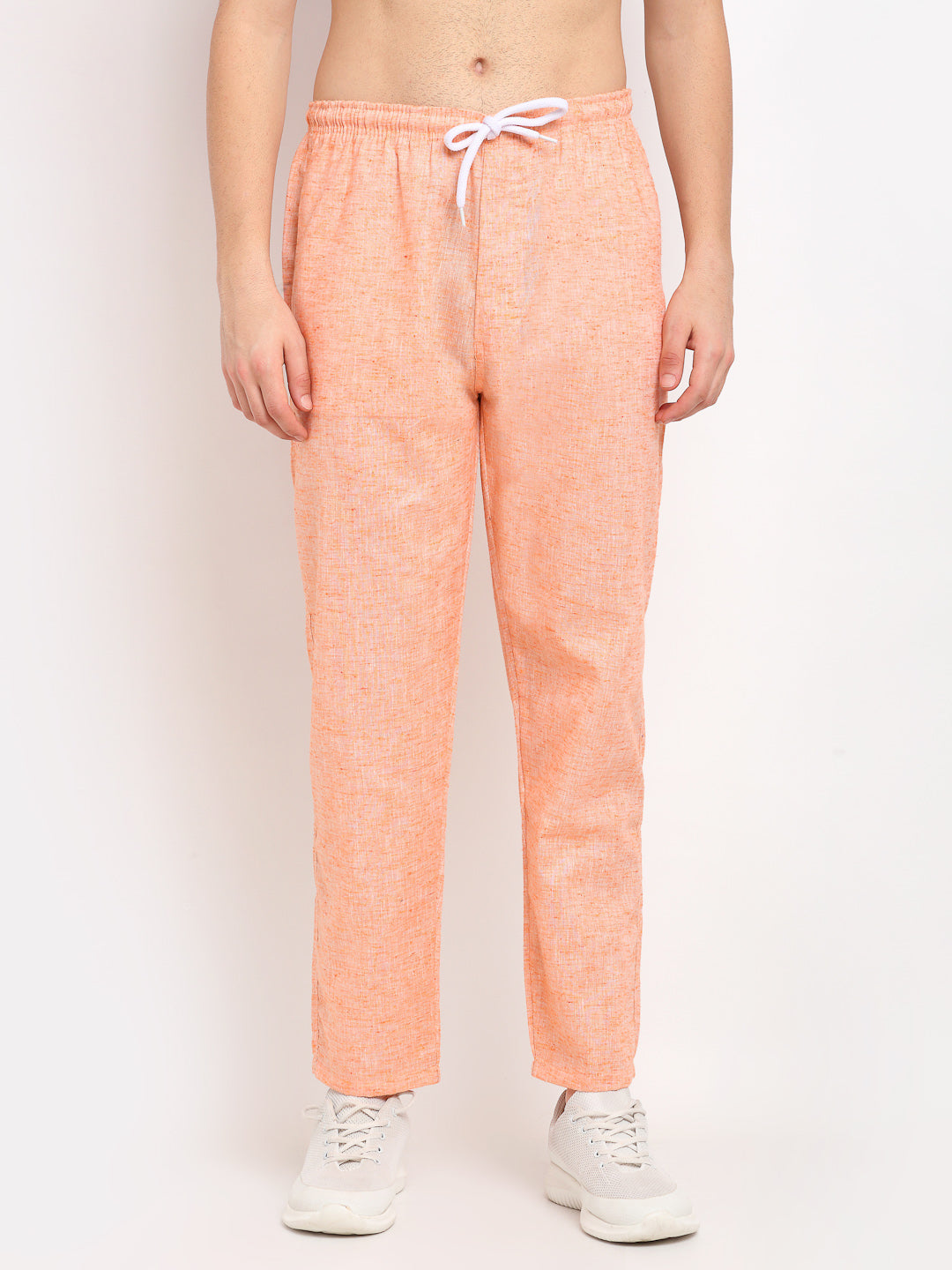Jainish Men's Orange Linen Cotton Track Pants ( JOG 021Orange ) | Grocsy