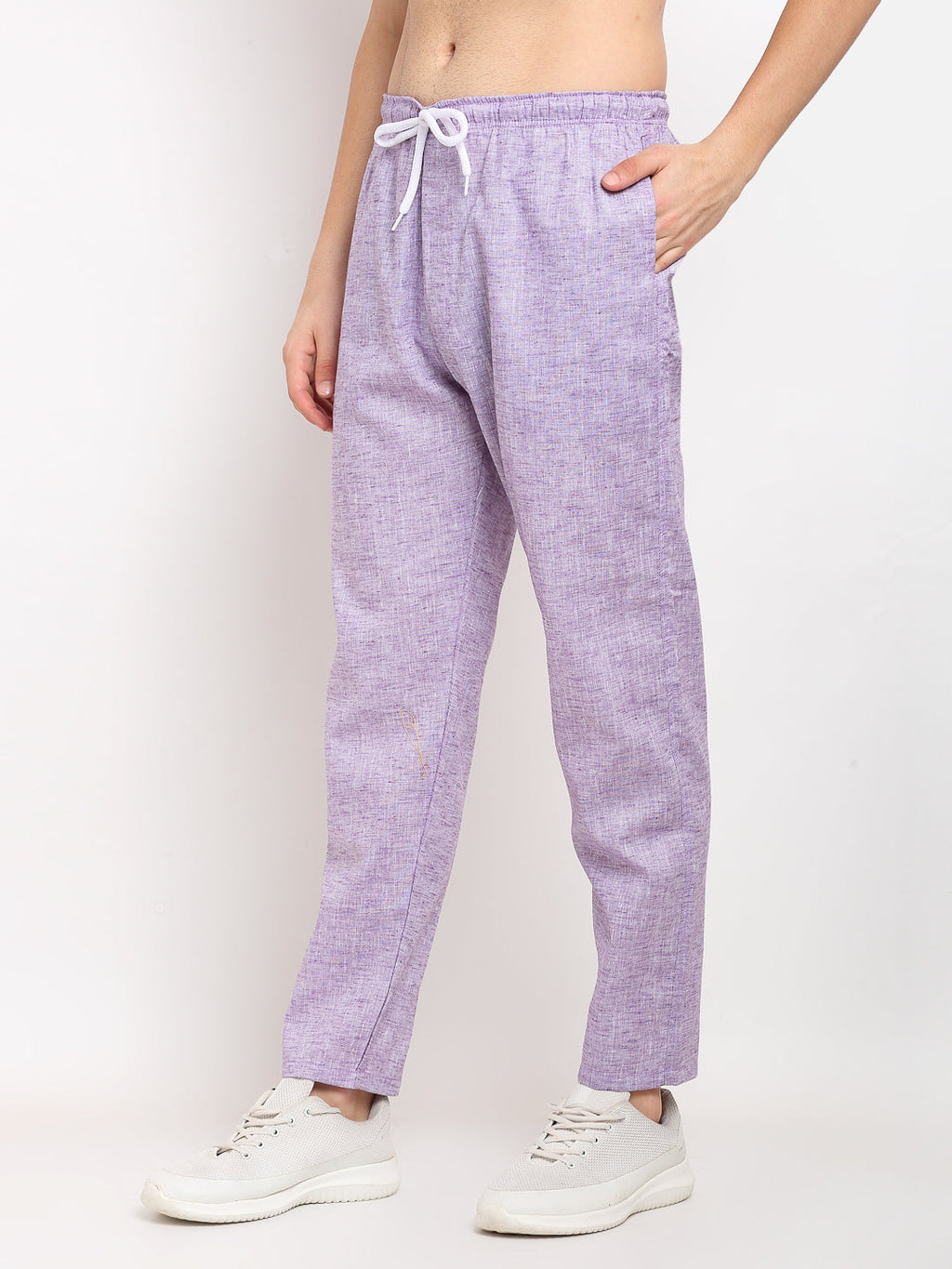 Jainish Men's Purple Linen Cotton Track Pants ( JOG 021Purple ) | Grocsy