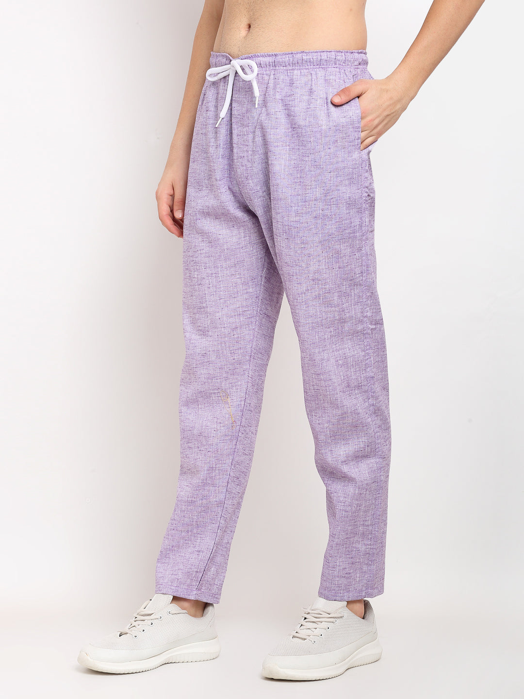 Jainish Men's Purple Linen Cotton Track Pants ( JOG 021Purple ) | Grocsy