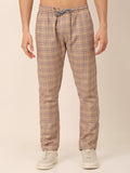 Jainish Men's Checked Cotton Track Pants - Brown | Grocsy