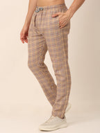 Jainish Men's Checked Cotton Track Pants - Brown | Grocsy