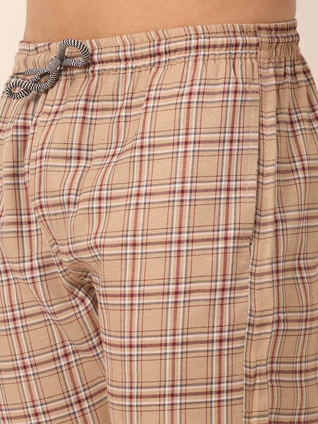 Jainish Men's Checked Cotton Track Pants - Brown | Grocsy