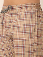 Jainish Men's Checked Cotton Track Pants - Brown | Grocsy