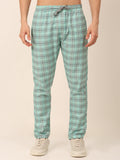Jainish Men's Checked Cotton Track Pants - Green | Grocsy
