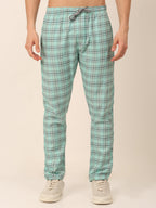Jainish Men's Checked Cotton Track Pants - Green | Grocsy