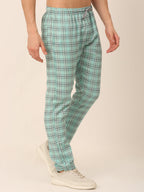 Jainish Men's Checked Cotton Track Pants - Green | Grocsy