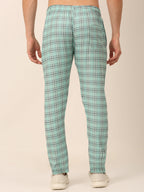 Jainish Men's Checked Cotton Track Pants - Green | Grocsy