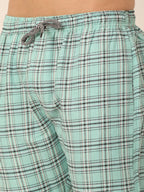 Jainish Men's Checked Cotton Track Pants - Green | Grocsy