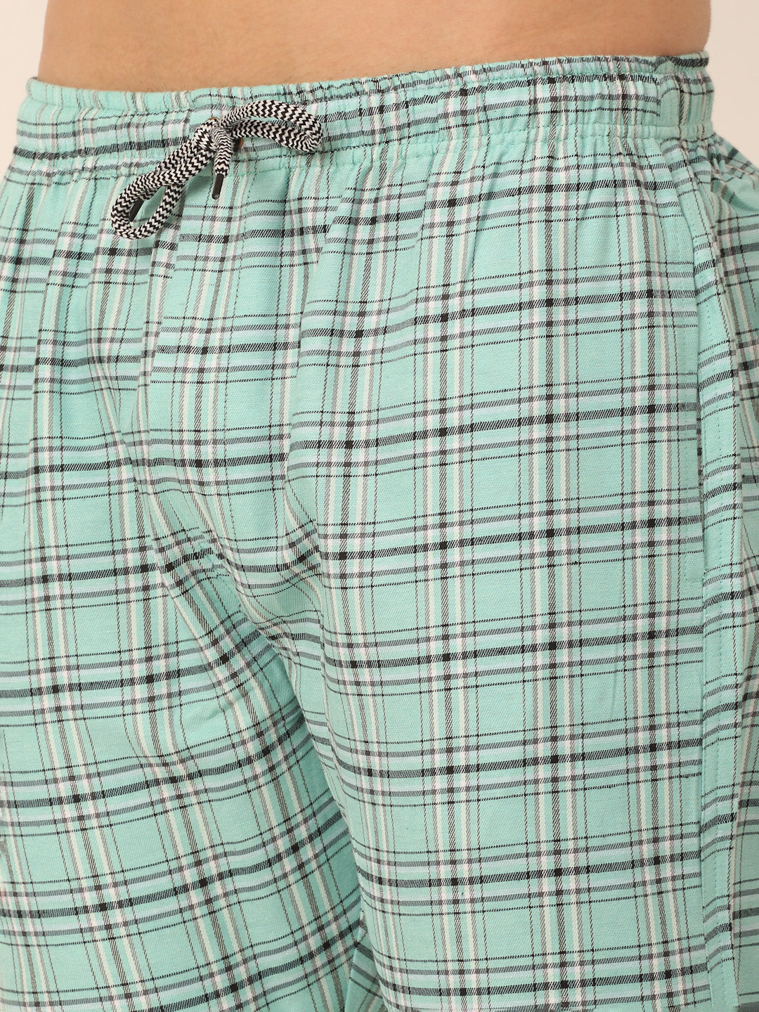 Jainish Men's Checked Cotton Track Pants - Green | Grocsy