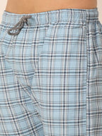 Jainish Men's Checked Cotton Track Pants - Sky Blue | Grocsy
