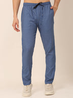 Jainish Men's Checked Cotton Track Pants - Blue | Grocsy