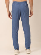 Jainish Men's Checked Cotton Track Pants - Blue | Grocsy