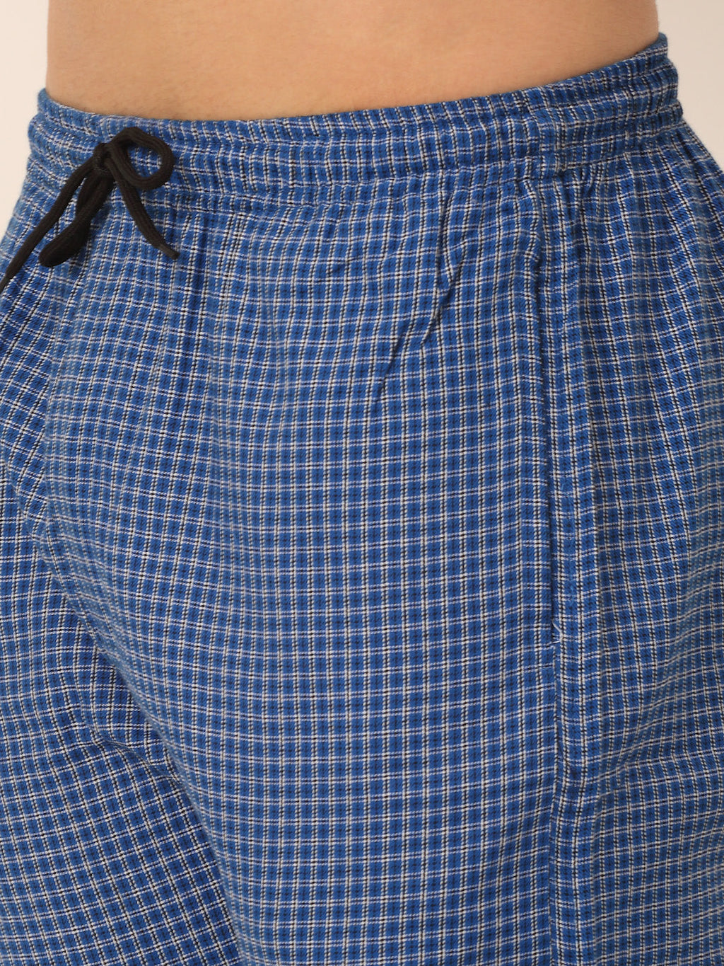 Jainish Men's Checked Cotton Track Pants - Blue | Grocsy