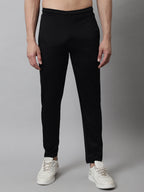 Jainish Men's Black Solid Streachable Lycra Trackpants | Grocsy