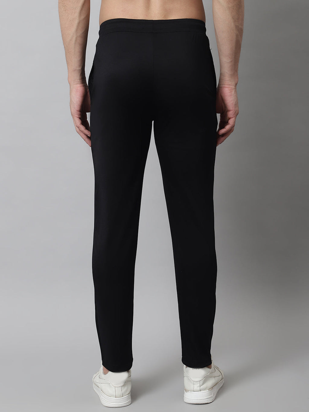Jainish Men's Black Solid Streachable Lycra Trackpants | Grocsy