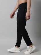 Jainish Men's Black Solid Streachable Lycra Trackpants | Grocsy