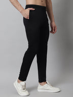 Jainish Men's Black Solid Streachable Lycra Trackpants | Grocsy