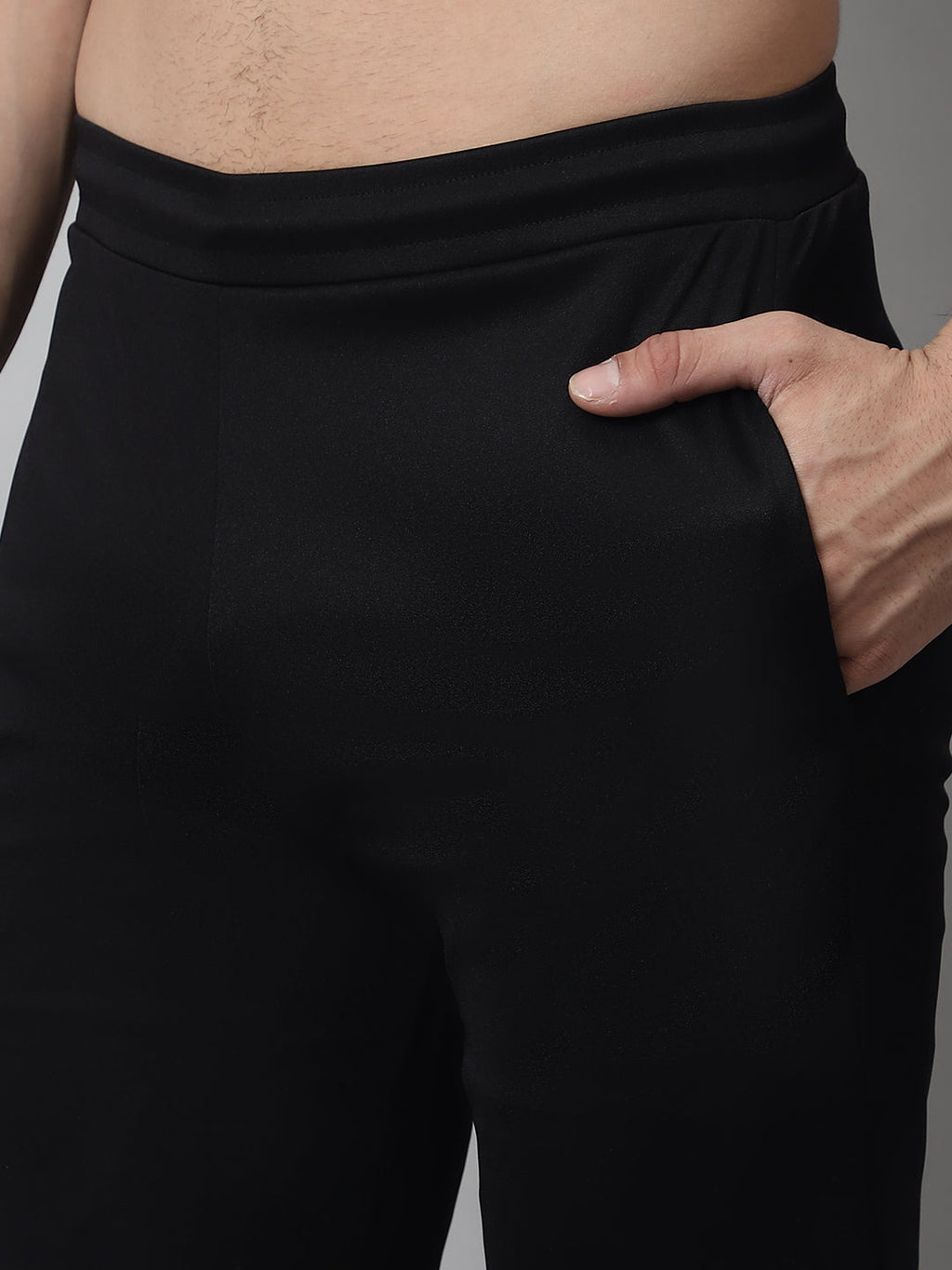 Jainish Men's Black Solid Streachable Lycra Trackpants | Grocsy