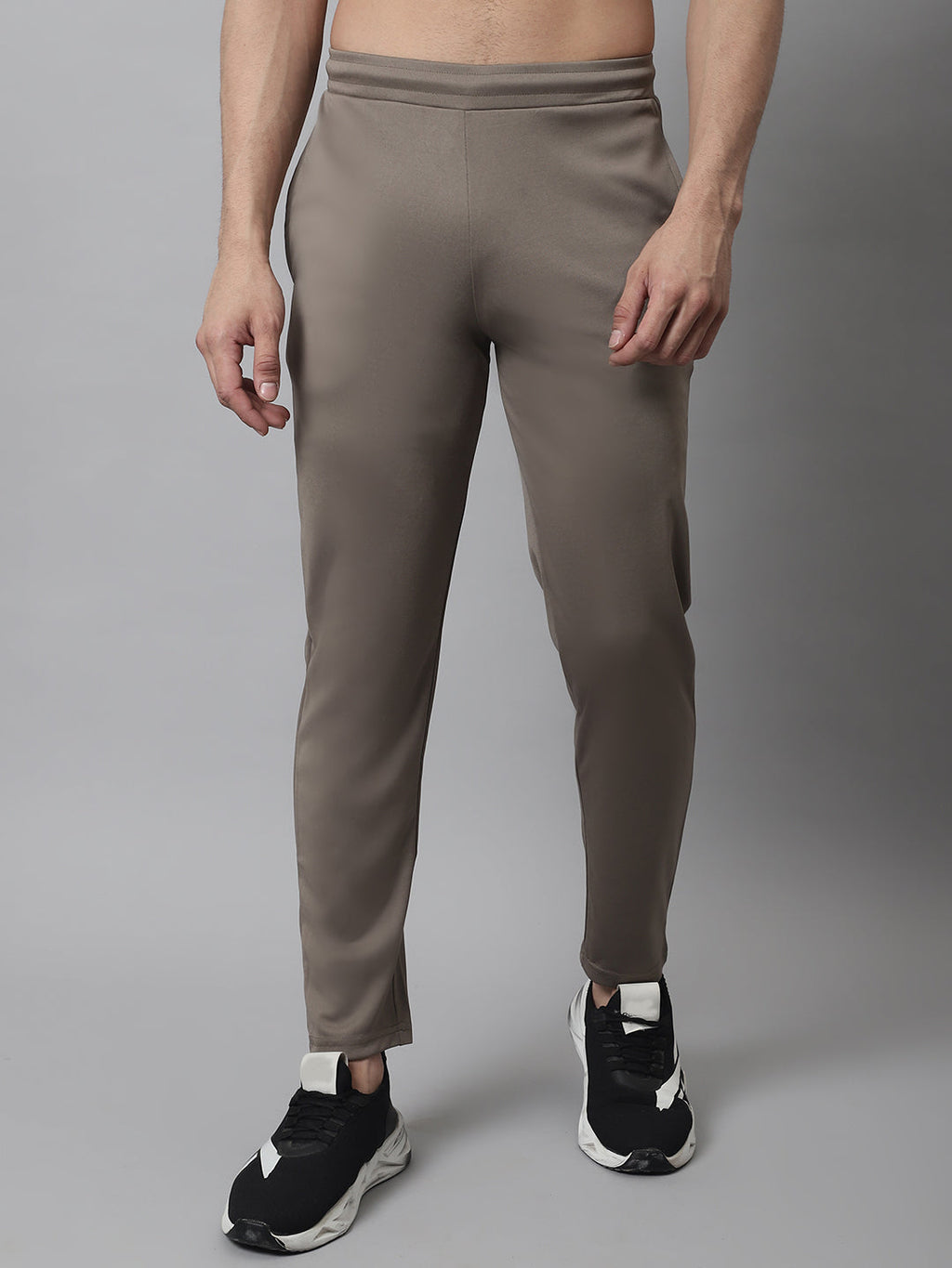 Jainish Men's Brown Solid Streachable Lycra Trackpants | Grocsy
