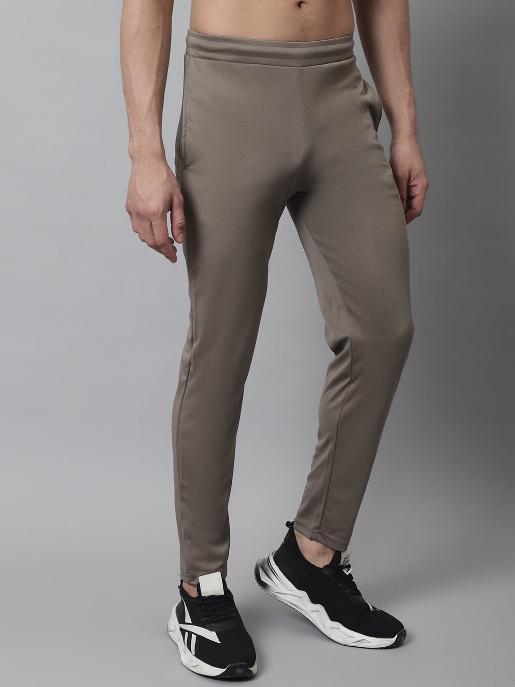 Jainish Men's Brown Solid Streachable Lycra Trackpants | Grocsy