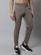 Jainish Men's Brown Solid Streachable Lycra Trackpants | Grocsy