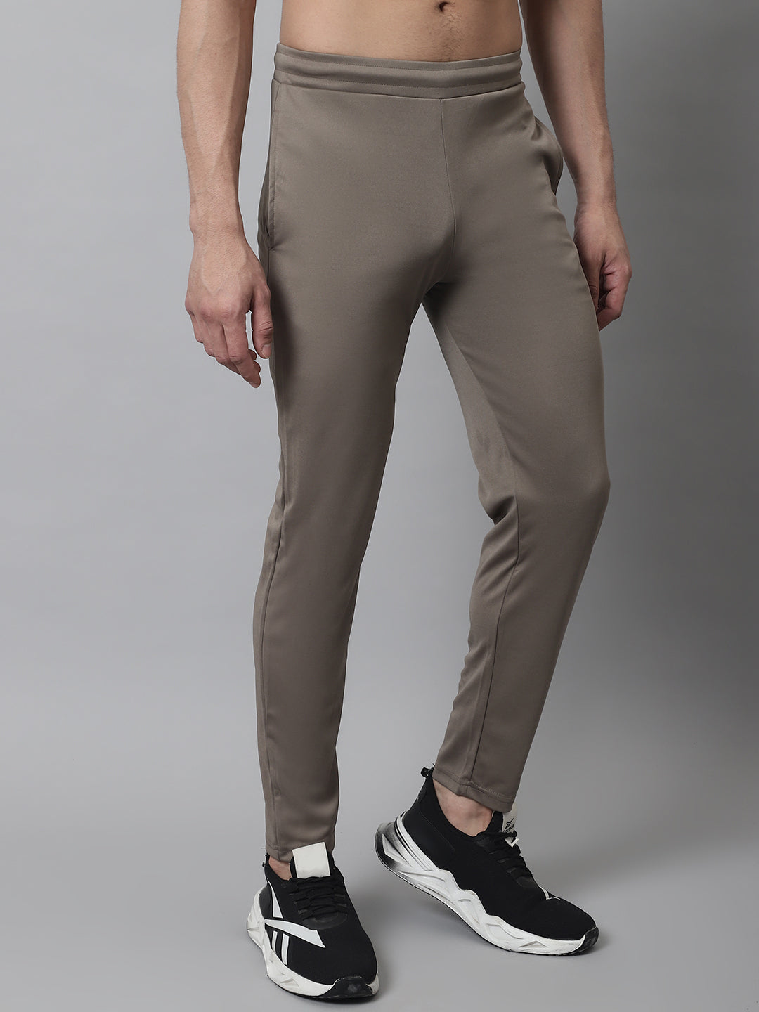 Jainish Men's Brown Solid Streachable Lycra Trackpants | Grocsy