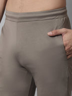 Jainish Men's Brown Solid Streachable Lycra Trackpants | Grocsy