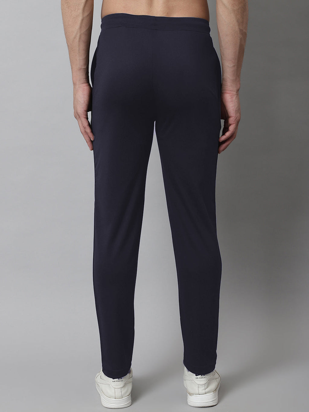 Jainish Men's Navy Blue Solid Streachable Lycra Trackpants | Grocsy