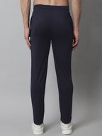 Jainish Men's Navy Blue Solid Streachable Lycra Trackpants | Grocsy
